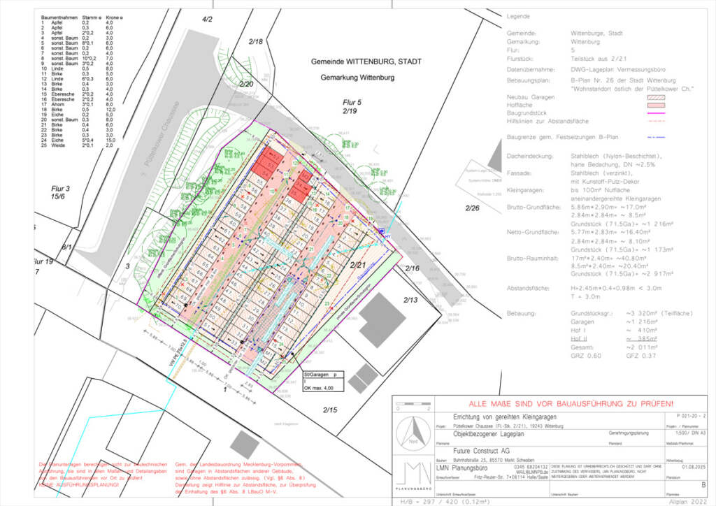 Grundriss Garagenpark Wittenburg