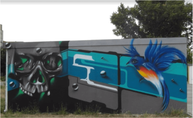 Garagenhof Halle Graffiti schön