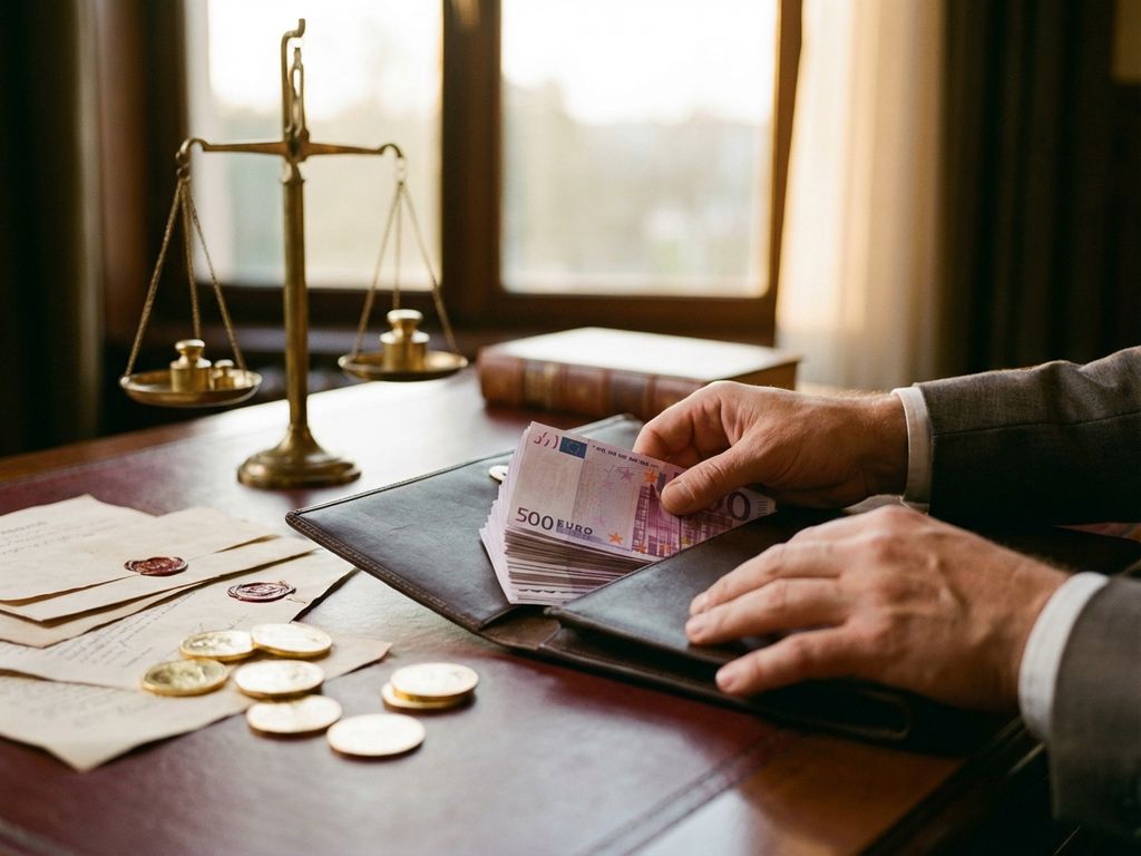 euro-banknoten-investition-portfolio-geschaeftsmann.jpg Geschäftsmann legt 70.000 Euro Banknoten in Lederportfolio mit Goldmünzen und Investmentdokumenten auf Mahagonitisch